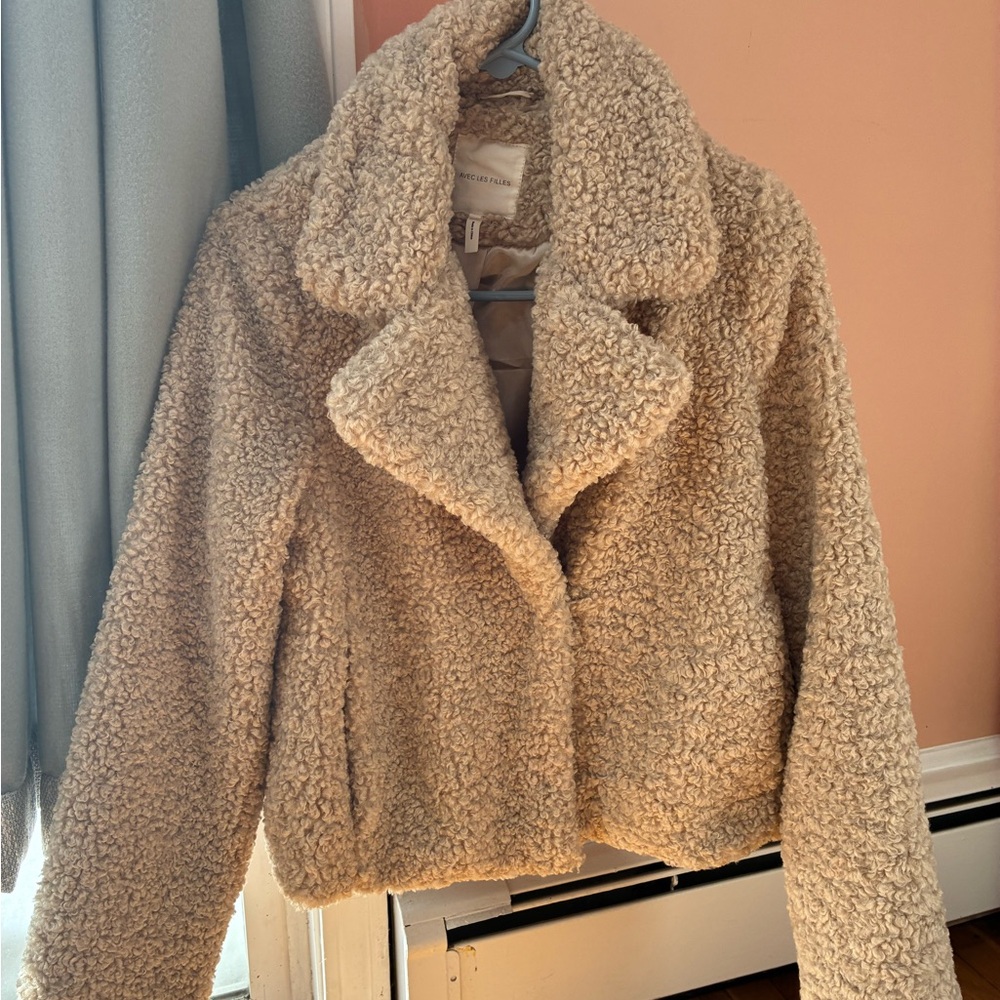 Avec Les Filles Cream Teddy Jacket
